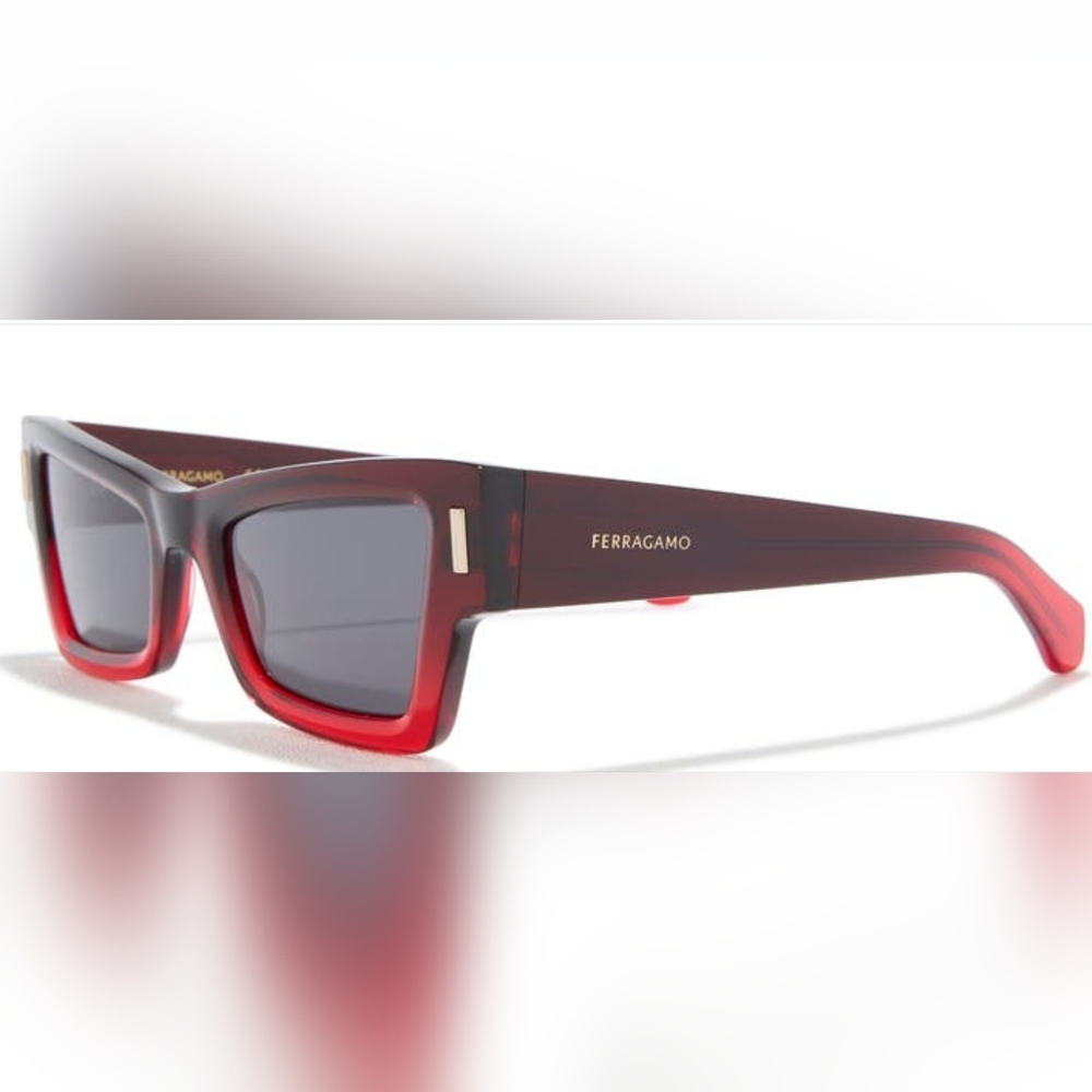 FERRAGAMO Rivets 53mm Modified Rectangular Sungla… - image 3